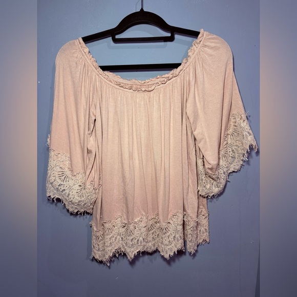 Peach Ruffled Bell Sleeve Blouse - Picture 1 of 5